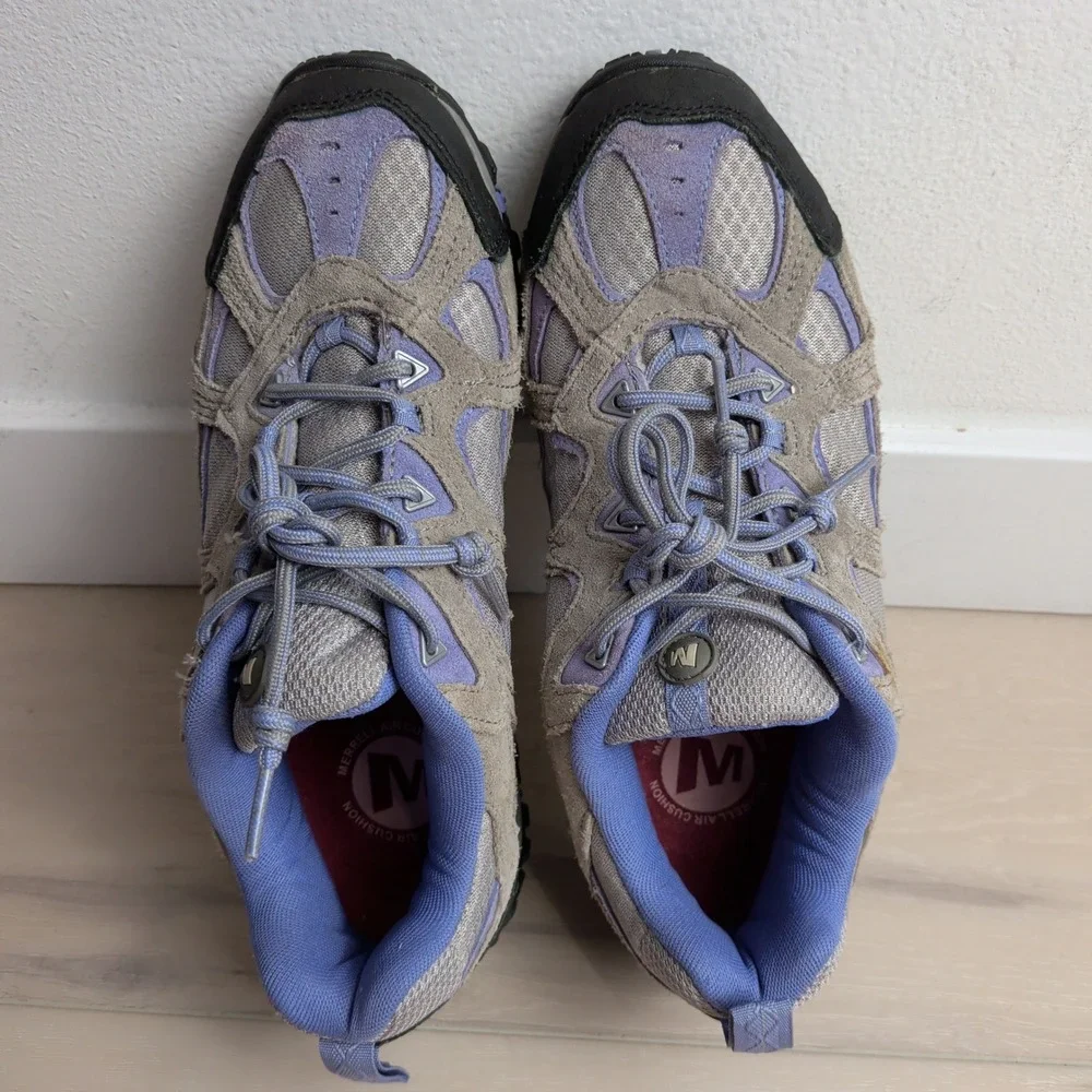 Merrell Hiking Shoes Trail Shoes Sneakers Womens 9 Grey Purple Suede Air Cushion